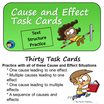 Preview of Cause and Effect- Text Structure Task Cards - Print and Easel Versions