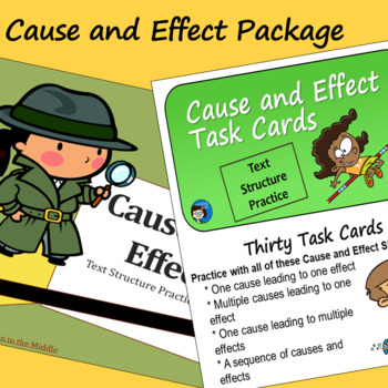 Preview of Cause and Effect Text Structure - Task Cards and Slide Presentation Bundle