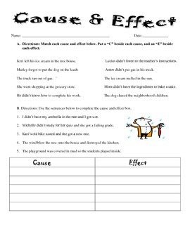 Cause and Effect Worksheet by Pretty Witty Creations | TPT