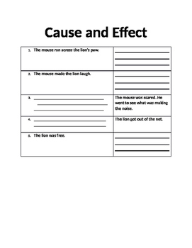 Preview of Cause and Effect Worksheet
