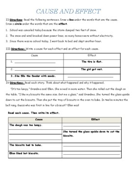 Cause and Effect Worksheet by Judy Jay | TPT