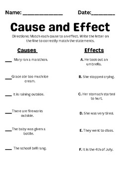 Cause and Effect Worksheet by TeachingTucci | TPT