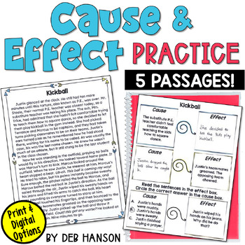 Preview of Cause and Effect Practice Passages: Five Worksheets with Graphic Organizers