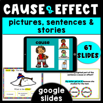 Preview of Cause and Effect activities and passages Google Slides 