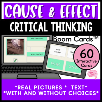Preview of Cause and Effect in Real Pictures and Texts Speech Therapy No Prep Boom Cards™