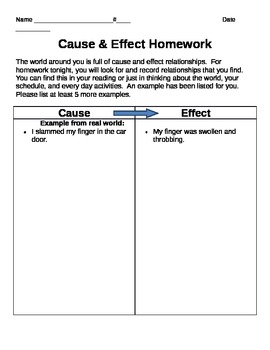Preview of Cause & effect homework - looking for real world examples