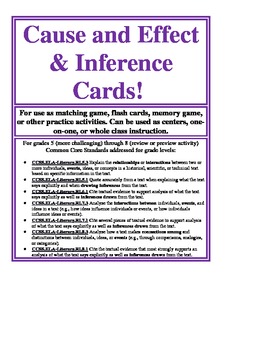 Preview of Cause/Effect and Inference Skills Cards