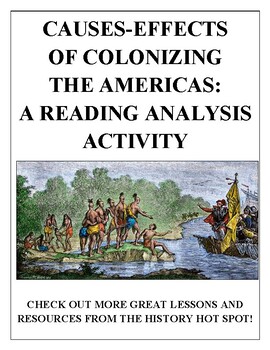 Preview of Causes-Effects of Colonizing the Americas: A Reading Analysis Activity