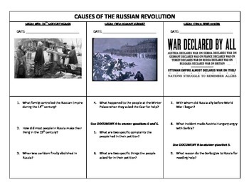 Preview of Causes and Effects of the Russian Revolution Illustrated Timeline - No Prep!