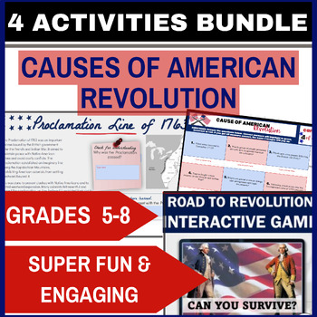Preview of Causes of American Revolution Middle school social studies interactive BUNDLE