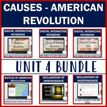 Preview of US digital interactive notebook and activities BUNDLE American Revolution