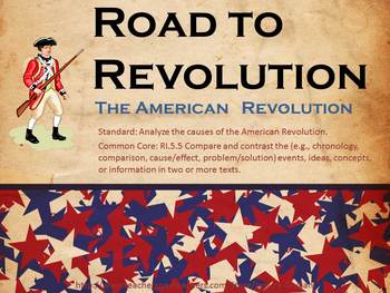 Preview of Causes of American Revolutionary War PwrPt with cause and effect