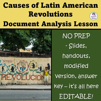 Preview of Causes of Latin American Revolutions Document Analysis Lesson, Editable