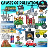 Causes of Pollution Clip Art Set - EARTH DAY {Educlips Clipart}