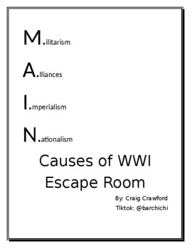Preview of Causes of World War I Escape Room Puzzle