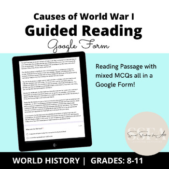 Preview of Causes of World War I Guided/Close Reading Google Form