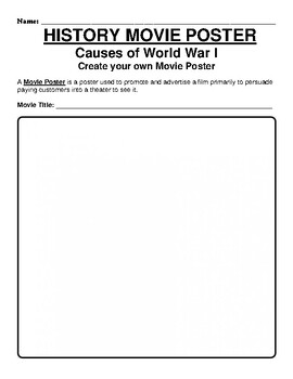 Preview of Causes of World War I  "Movie Poster" WebQuest & Worksheet