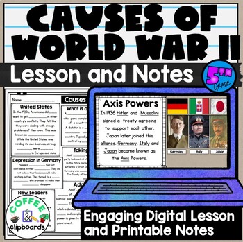 Preview of Causes of World War II (WWII) SS5H4 Digital Lesson Slideshow &  Notes