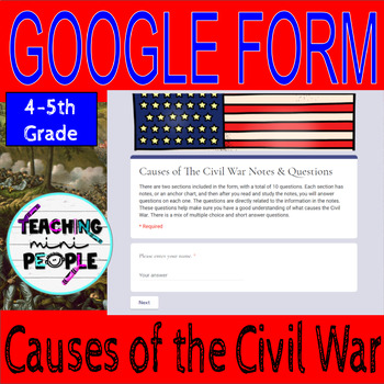 Preview of Causes of the American Civil War Digital Notes Activity 
