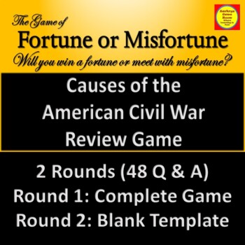 Preview of Causes of the American Civil War PowerPoint Review Game
