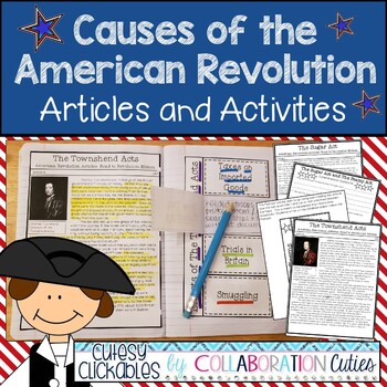 Preview of Causes of the American Revolution Articles, Activities and Worksheets