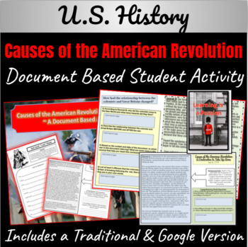 Preview of Causes of the American Revolution | Document Based | Distance Learning