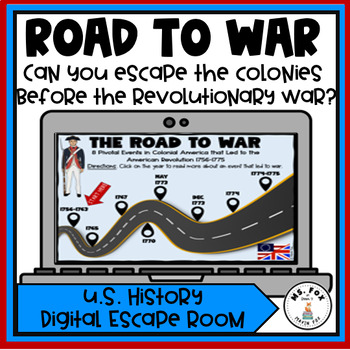Preview of Causes of the American Revolution Digital Escape Room Comprehension Activity