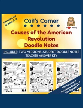 Preview of Causes of the American Revolution Doodle Notes