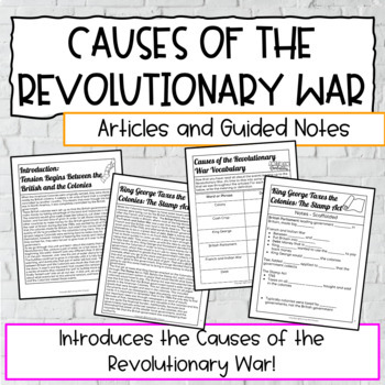 Preview of Causes of the American Revolution FREEBIE | Articles and Guided Notes