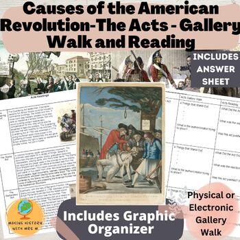 Preview of Causes of the American Revolution - Gallery Walk, Readings, Graphic Organizer