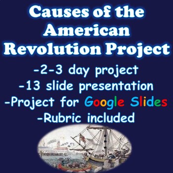 Preview of American Revolution Causes of the American Revolution Project