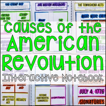 Preview of Causes of the American Revolution Interactive Notebook Graphic Organizers