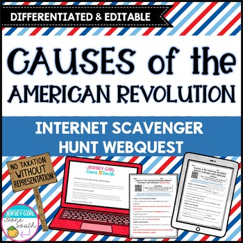 Preview of Causes of the American Revolution Differentiated Internet WebQuest