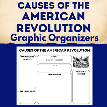 Preview of Causes of the American Revolution Note Taking Graphic Organizers