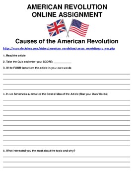 american revolution assignment pdf