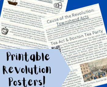 Preview of Causes of the American Revolution Printable Posters gallery walk