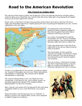 Preview of Causes of the American Revolution Reading and Graphic Organizer Activities