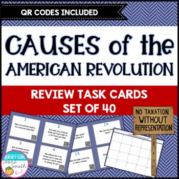 Preview of Causes of the American Revolution Review Task Cards - Set of 40