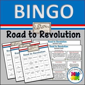 Preview of Causes of the American Revolution: Road to Revolution BINGO Review Game Activity
