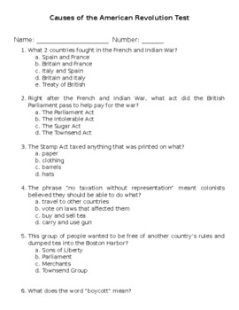 American Revolution Study Guide and Test