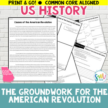 Preview of Causes of the American Revolution - US History Reading Activity SSUSH3a GSE