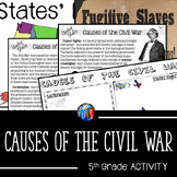 Causes of the Civil War Activity for 5th Grade Social Studies