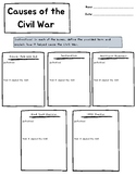 Causes of the Civil War: Graphic Organizer