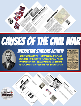 Preview of Causes of the Civil War Interactive Stations Activity