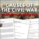 Causes of the Civil War Reading Worksheets and Answer Keys