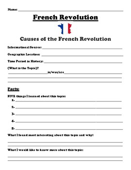 french revolution assignment high school
