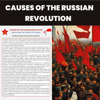 Causes of the russian revolution Reading Comprehension Worksheet