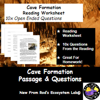 Preview of Cave Formation Reading Worksheet **Editable**