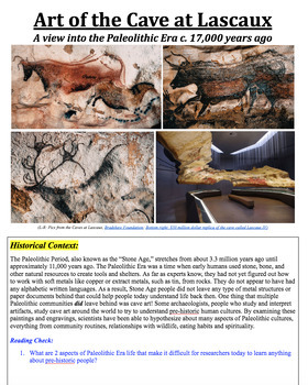 Preview of Cave at Lascaux 2 Day Lesson: Guided Reading and Class Mural Activity