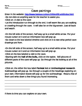 Cave painting web quest worksheet by Peter Herman | TPT